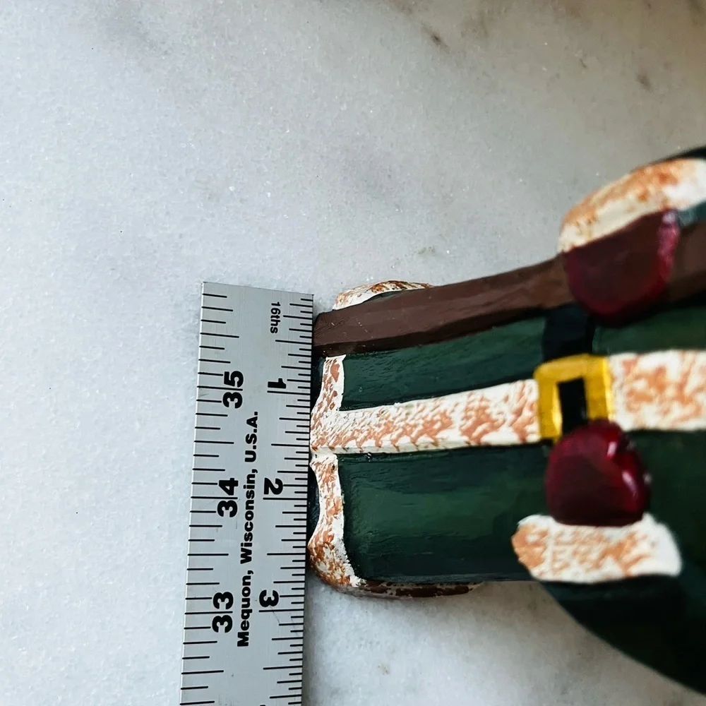 Handcrafted Santa Claus Figurine - Green and White